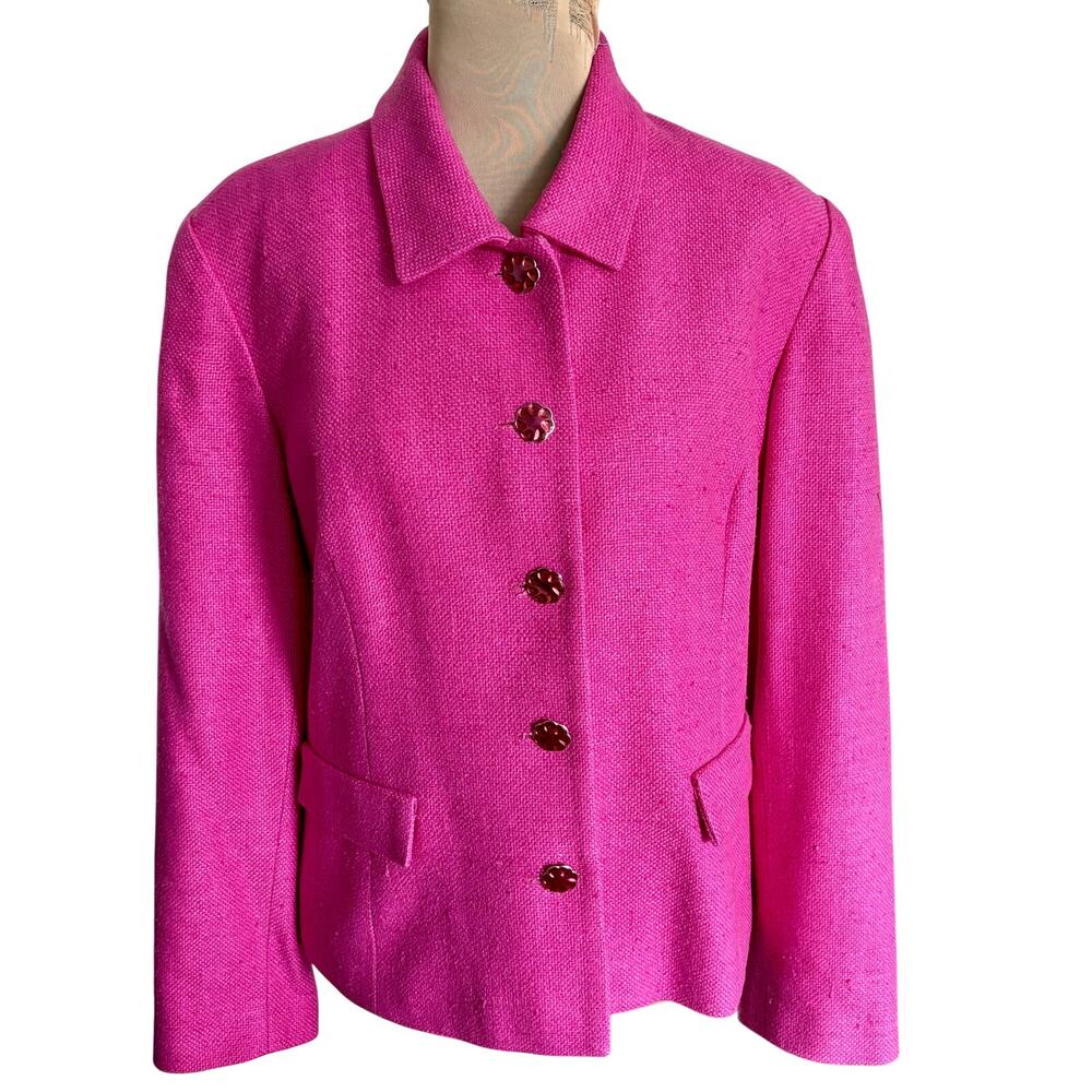 Vintage Talbots 100% Raw Matka Silk Tailored Blazer Jacket Feminine Preppy 14P